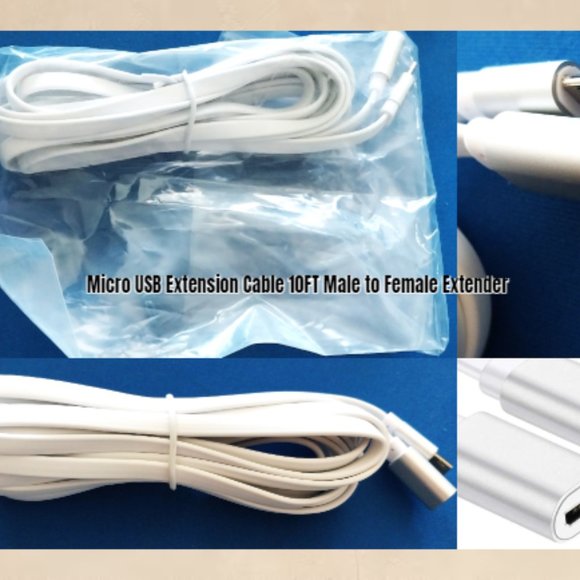Micro USB Extension Cable 10FT Male to Female Extender Android Charger Camera - Picture 2 of 6